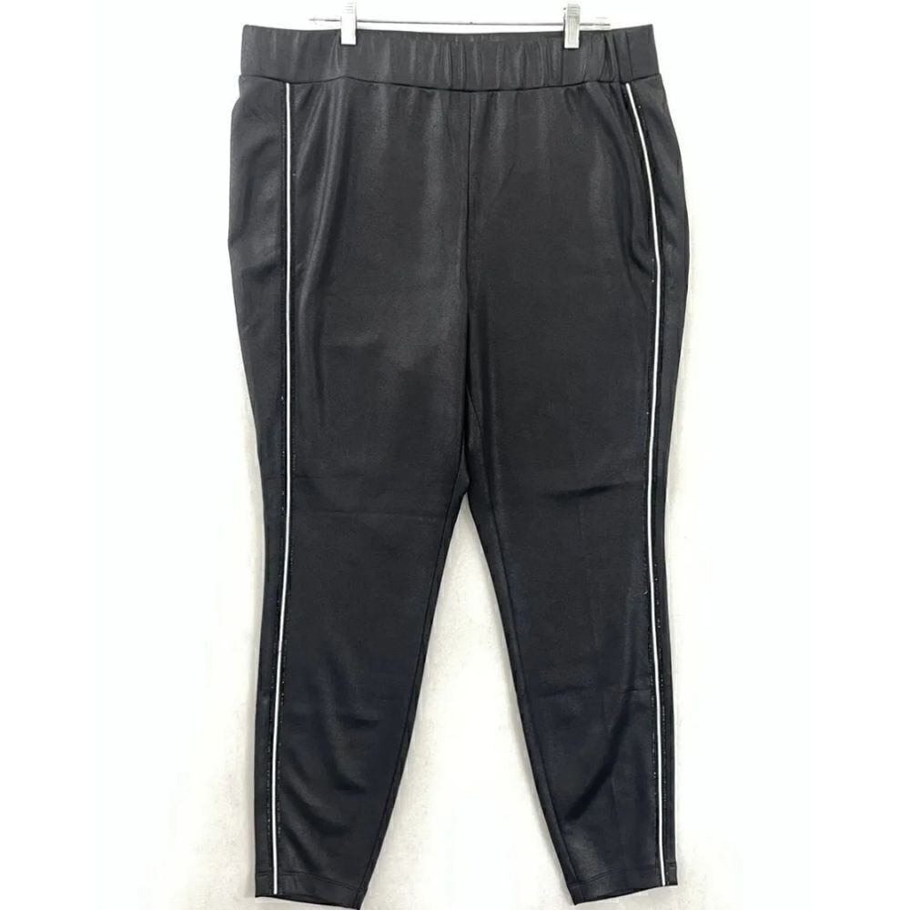 Lane Bryant Faux Leather Rhinestone Embellished Pants size 26/28